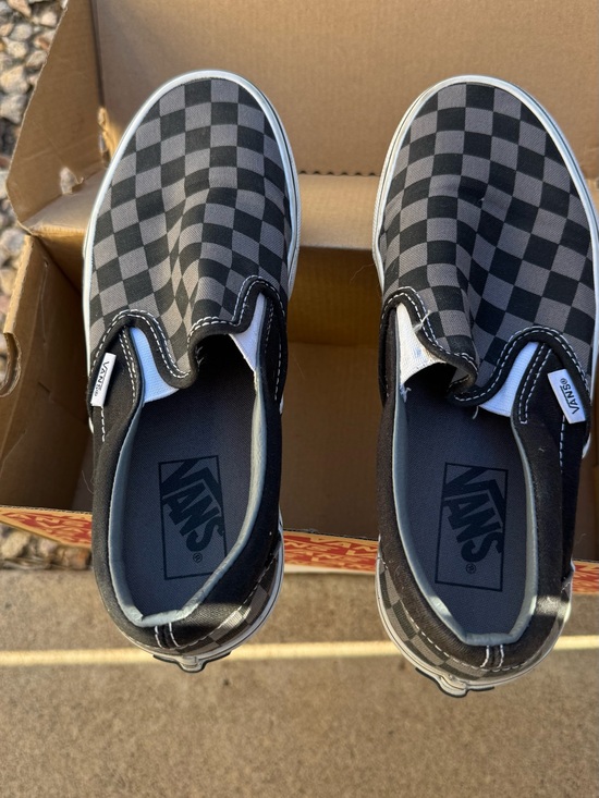 Vans Shoes - Vans -Women Checkerboard Slip-On Sneakers in Black and Gray